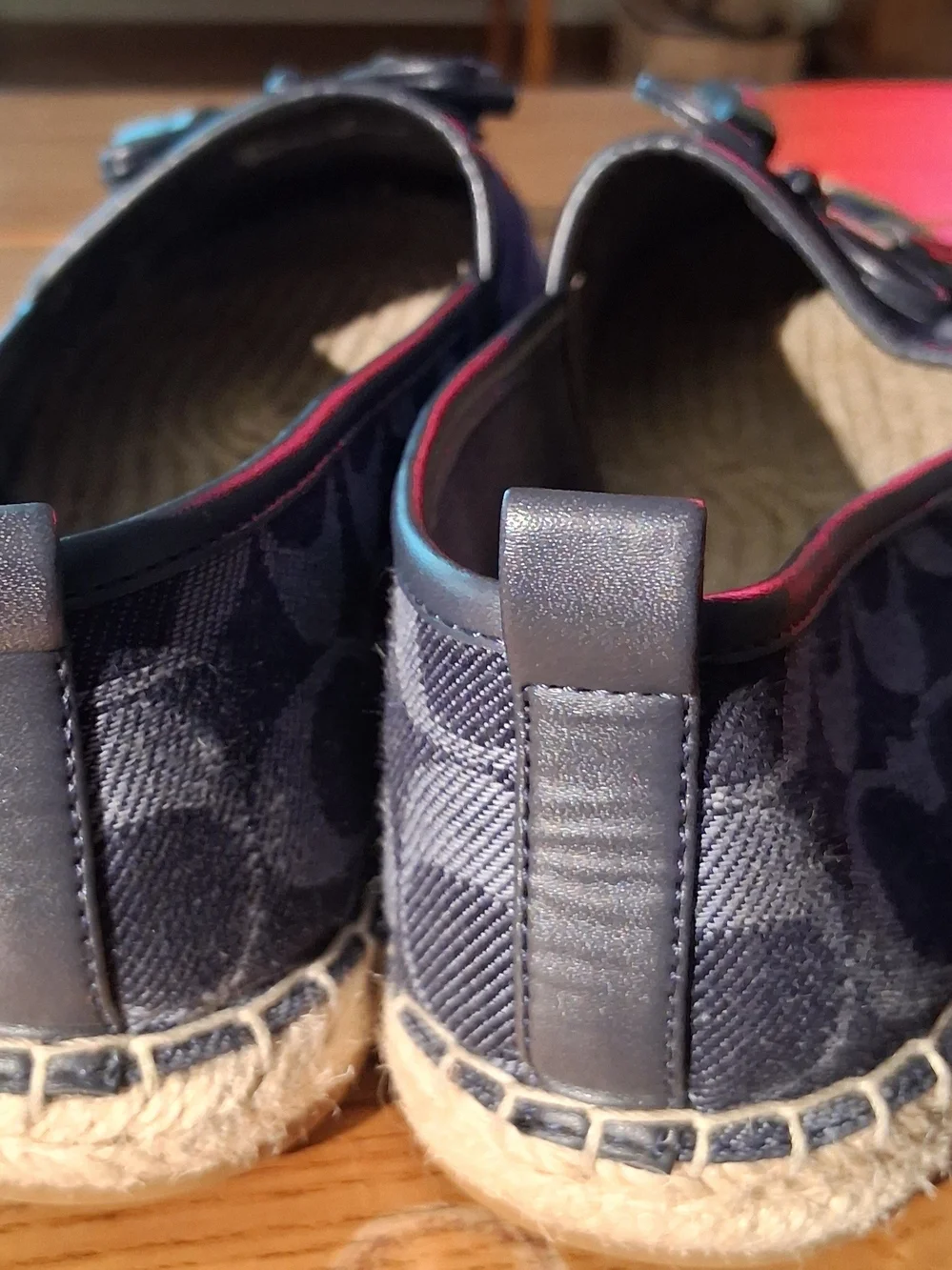 Coach Blue Signature Canvas Espadrilles with Tassel Accent